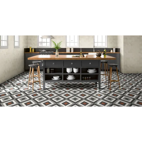  Carrelage sol effet carreaux de ciment Richelieu dublin black 20x20 cm - Réflex Boutique