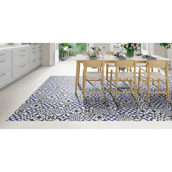  Carrelage sol effet carreaux de ciment Richelieu trinity blue 20x20 cm - Réflex Boutique