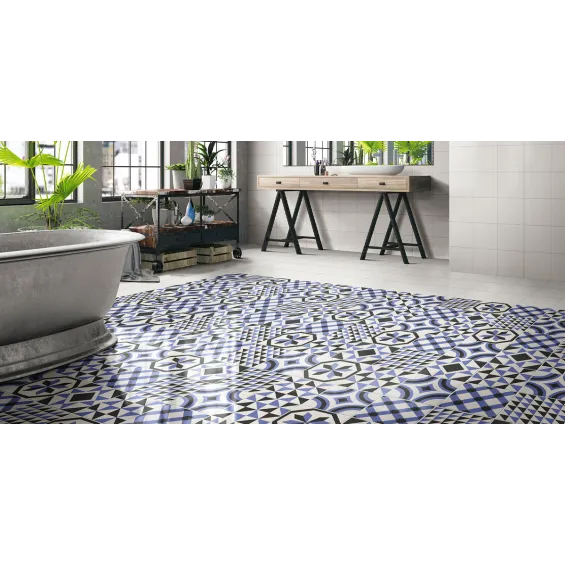  Carrelage sol effet carreaux de ciment Richelieu trinity blue 20x20 cm - Réflex Boutique