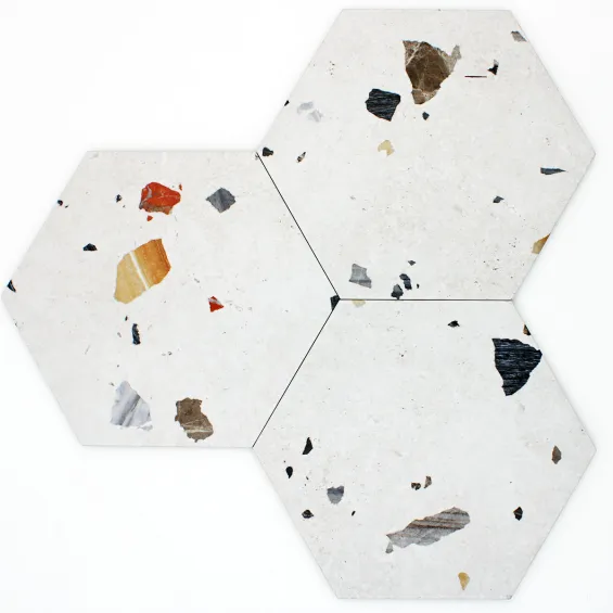  Carrelage sol hexagonal Marmo granito white 22x25 cm - Réflex Boutique