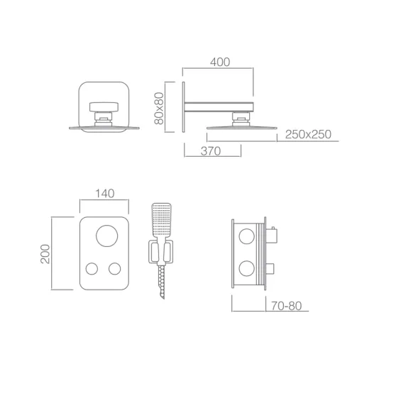  Colonne de Douche encastrée thermostatique River design chrome - Réflex Boutique