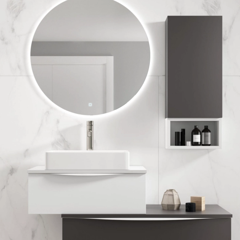 Façade Anthracite Mat + Cube étagère Blanc Mat