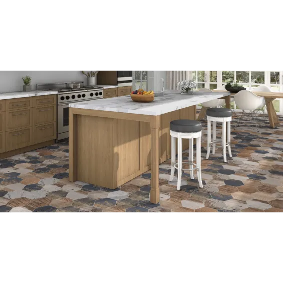  Carrelage sol hexagonal Lublin bois mix 22x25 cm - Réflex Boutique