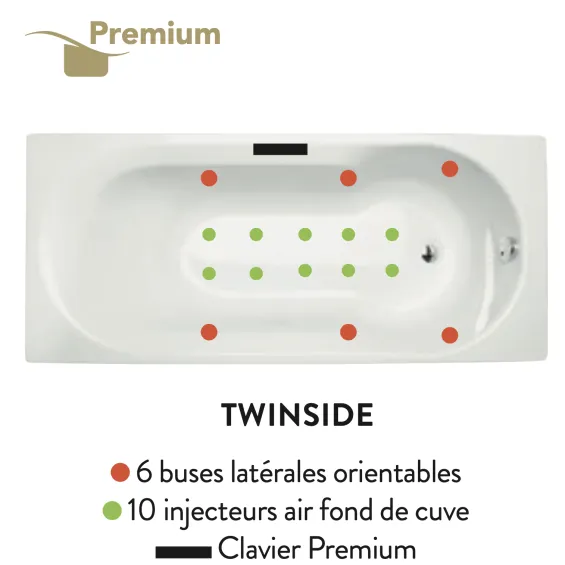  Baignoire balnéo Twinside Premium - Réflex Boutique