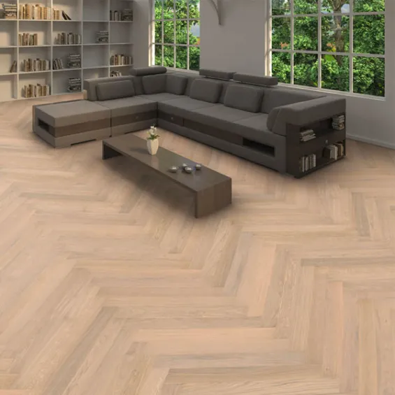  Parquet contrecollé Bonn chêne Blanc brossé huilé Baton rompu 12x100 cm - Réflex Boutique