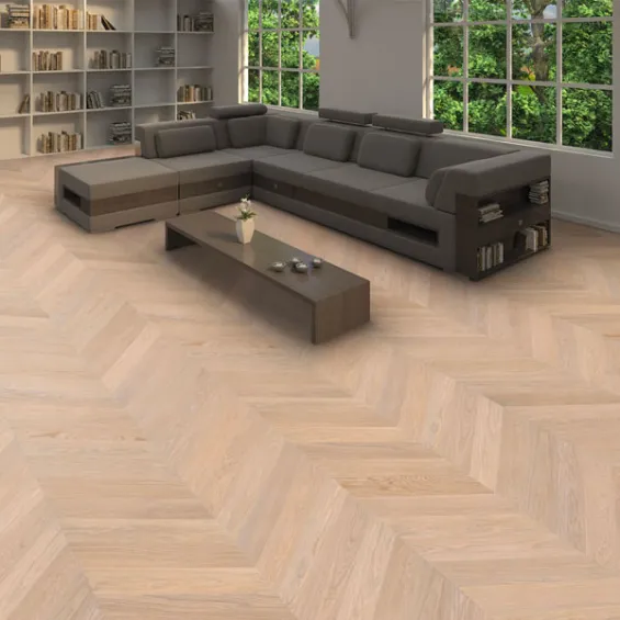  Parquet contrecollé Hanovre chêne Blanc brossé huilé Point de Hongrie 12x100 cm - Réflex Boutique