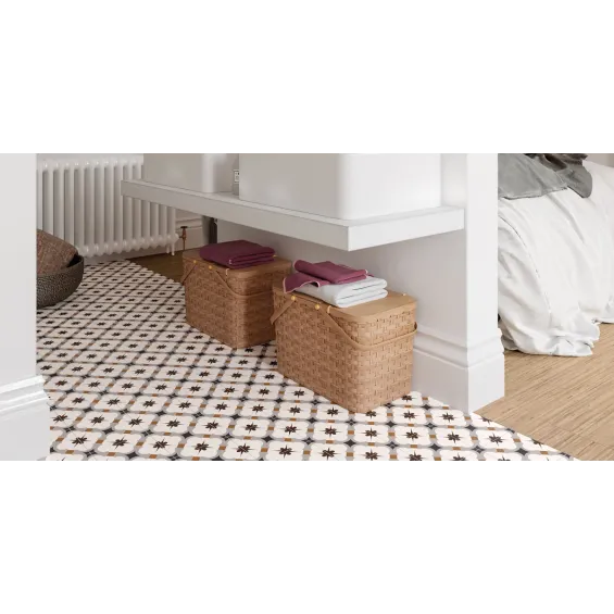  Carrelage sol effet carreaux de ciment Vintage grace gris 33,15x33,15 cm - Réflex Boutique