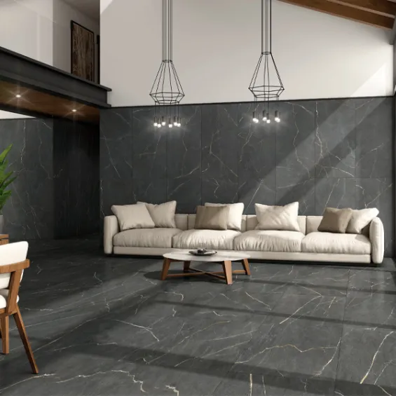  Carrelage sol effet pierre Carrara nero 60x60 cm - Réflex Boutique