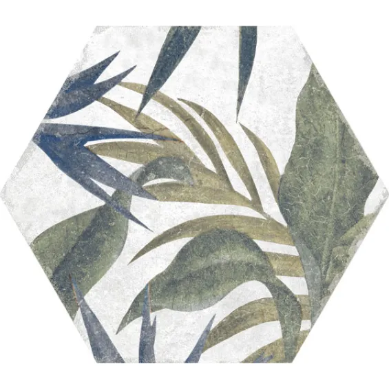  Carrelage sol et mur hexagonal Jungle decors aruba blanco 23x27 cm - Réflex Boutique