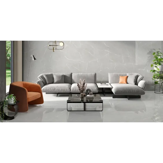  Carrelage sol et mur poli effet marbre Druilhe grey 60x120 cm - Réflex Boutique