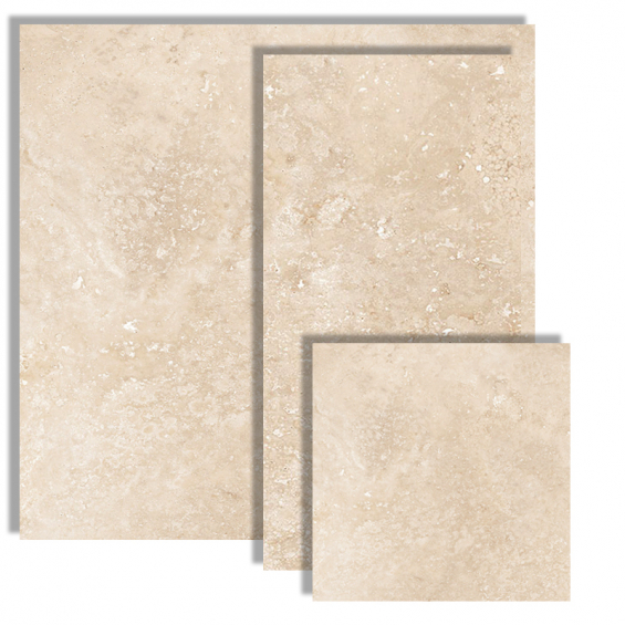 Carrelage sol extérieur effet pierre Etna travertin beige R11 multi-formats