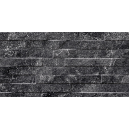 Carrelage effet parement Minerai black 25x60 cm
