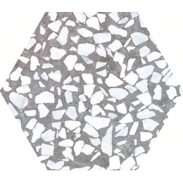 Carrelage sol hexagonal Terrazzo gris 23x23 cm