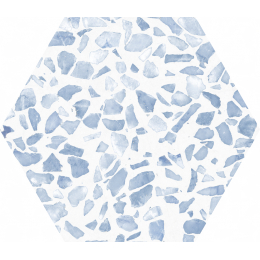 Carrelage sol hexagonal Terrazzo bleu 23x23 cm