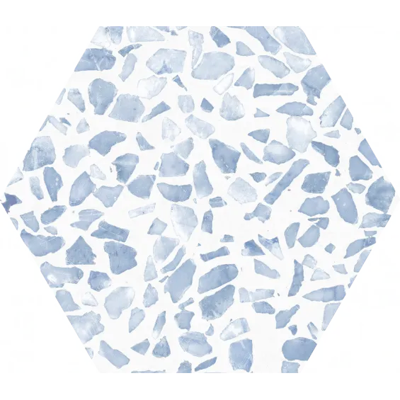  Carrelage sol hexagonal Terrazzo bleu 23x23 cm - Réflex Boutique