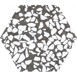Carrelage sol hexagonal Terrazzo noir 23x23 cm