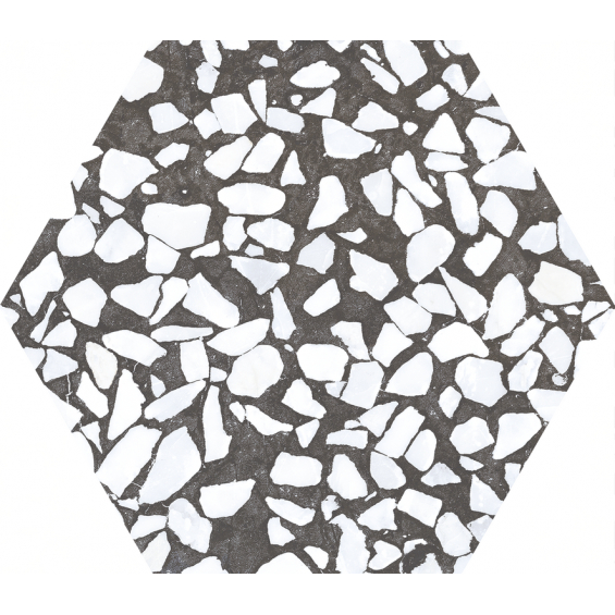 Carrelage sol hexagonal Terrazzo noir 2323 cm