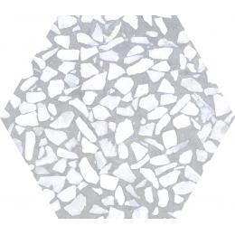 Carrelage sol hexagonal Terrazzo gris clair 23x23 cm