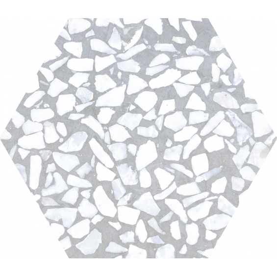 Carrelage sol hexagonal Terrazzo gris clair 2323 cm
