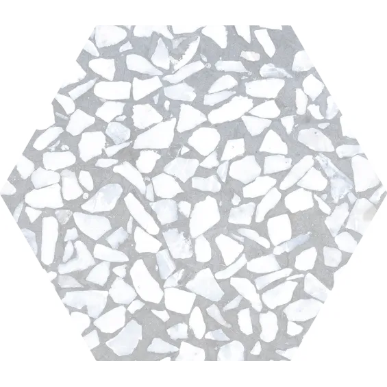  Carrelage sol hexagonal Terrazzo gris clair 23x23 cm - Réflex Boutique