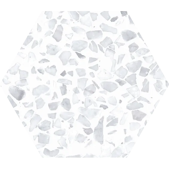  Carrelage sol hexagonal Terrazzo blanc 23x23 cm - Réflex Boutique