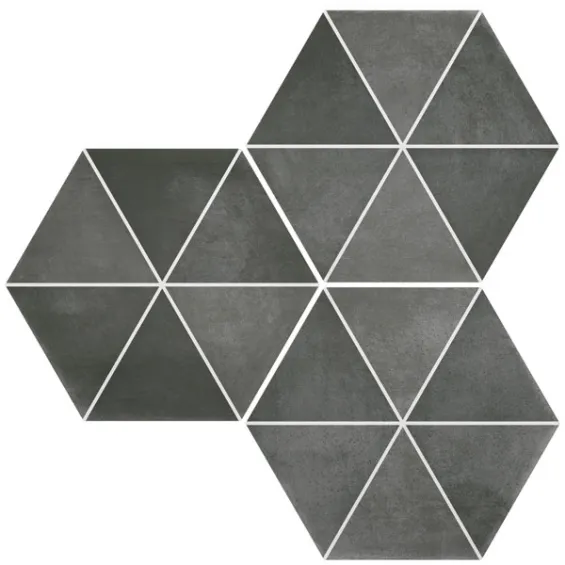  Carrelage sol hexagonal Arsenal Capri black 23x27 cm - Réflex Boutique