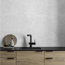 Carrelage sol effet pierre Volcania gris clair 32x62,5 cm