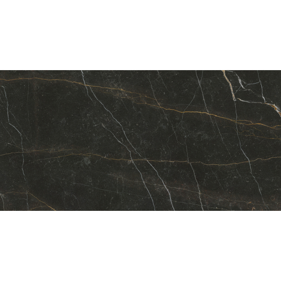 Carrelage sol et mur poli effet marbre Novo Noir or 60120 cm