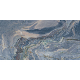 Carrelage sol et mur poli effet marbre Turquin bleu 60x120 cm