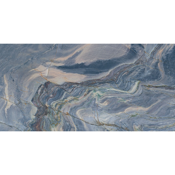 Carrelage sol et mur poli effet marbre Turqin bleu 60120 cm