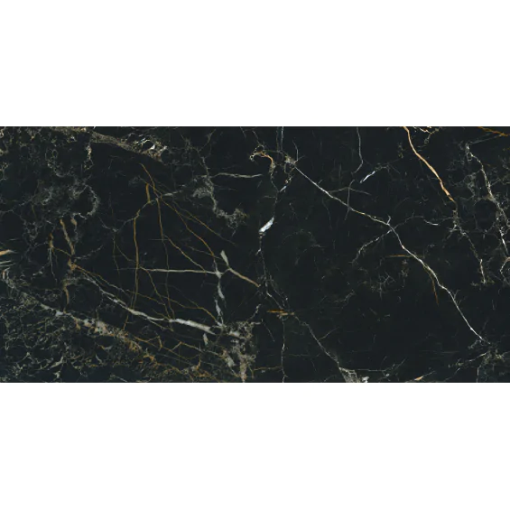 Carrelage sol et mur poli effet marbre Turqin Noir 60120 cm