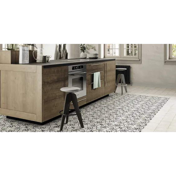 Carrelage sol effet carreaux de ciment Bayou Bianco 1515 cm