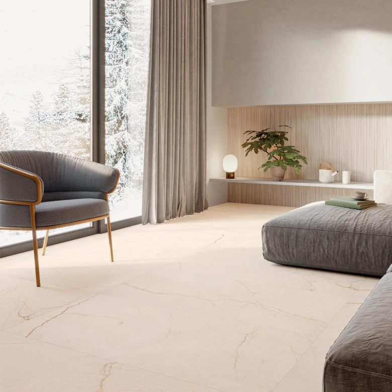 Carrelage sol effet pierre Dubai Crema 45x90 cm