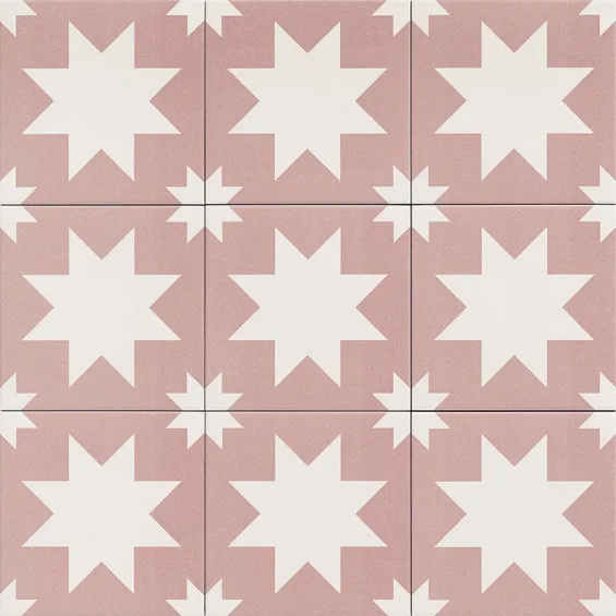  Carrelage sol effet carreaux de ciment Hercule Star pink 20x20 cm - Réflex Boutique