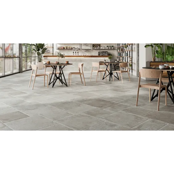  Carrelage sol extérieur effet pierre Opus Gris R10 Multi-format - Réflex Boutique