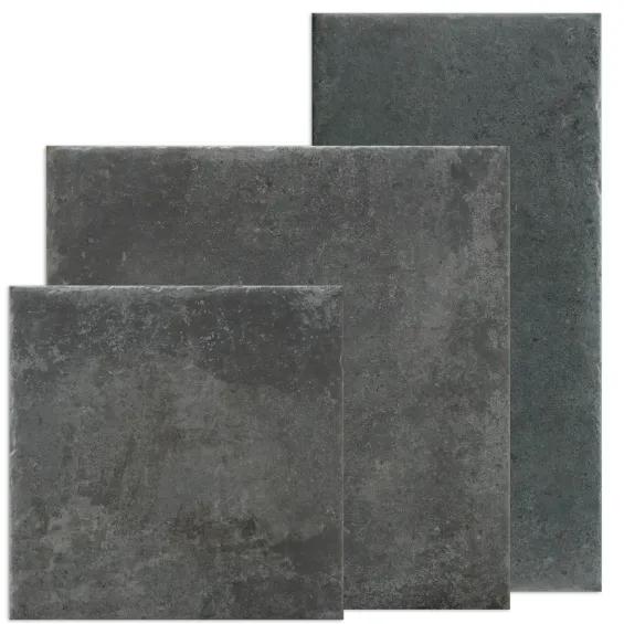  Carrelage sol extérieur effet pierre Opus anthracite R10 Multi-format - Réflex Boutique