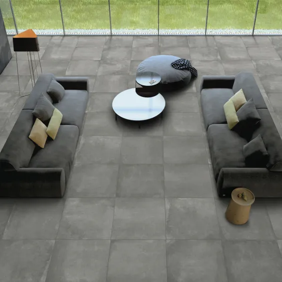  Carrelage sol effet béton Black moon clay 90x90 cm - Réflex Boutique