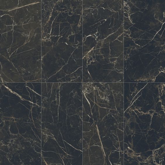 Carrelage sol et mur poli effet marbre Turquin noir 60x120 cm