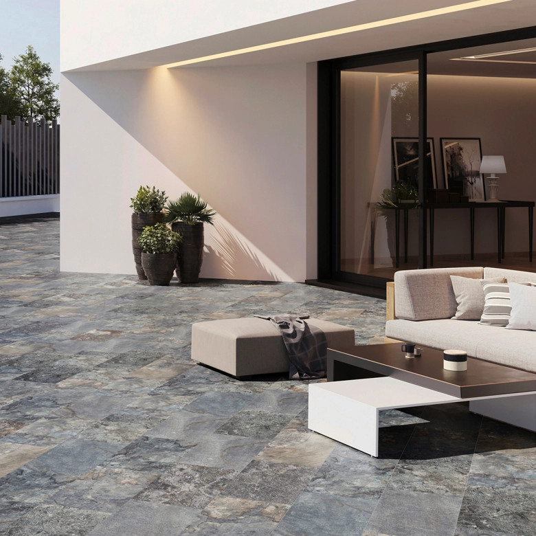 Carrelage sol extérieur effet pierre Pierre de Bali bleu R11 33x60cm