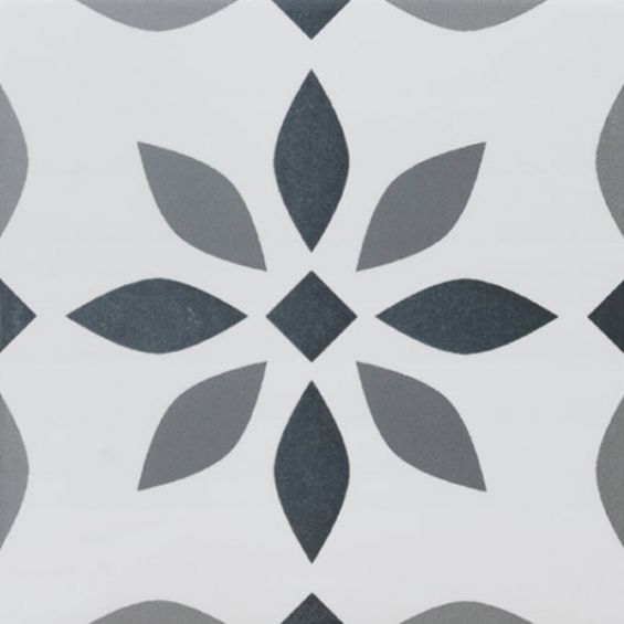 Carrelage sol effet carreaux de ciment Géo gris 22,3x22,3 cm