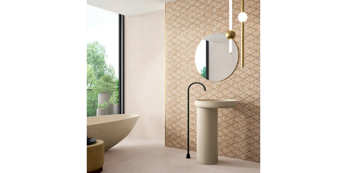 Carrelage mur Modern décor doral crème 31x98 cm Réflex Boutique