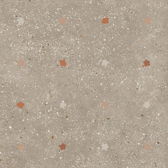  Carrelage effet Terrazzo Venetian décor floral taupe 60x60 cm - Réflex Boutique