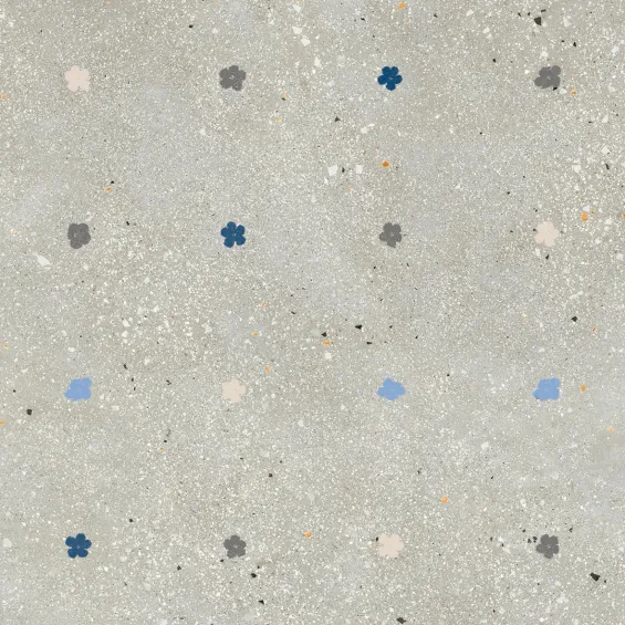  Carrelage effet Terrazzo Venetian décor floral gris clair 60x60 cm - Réflex Boutique