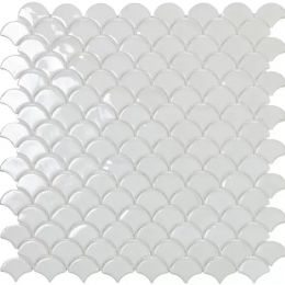 Mosaïque Ecaille blanc brillant 31,5 x 31,5 cm