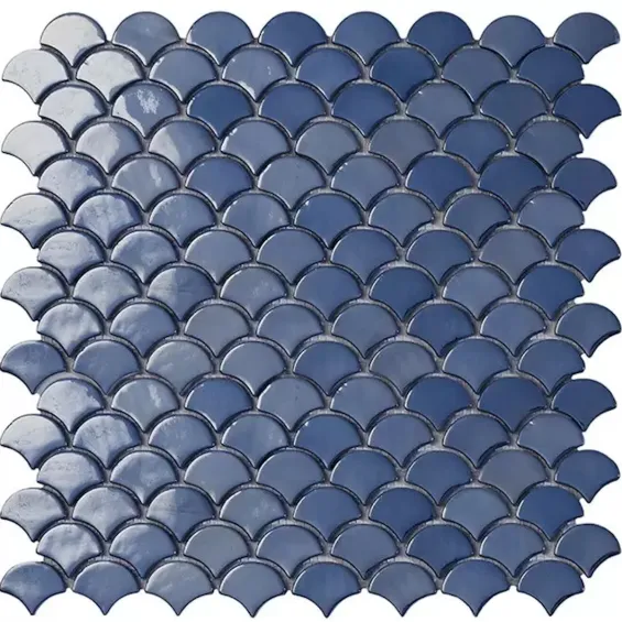  Mosaïque Ecaille Bleu foncé brillant 31,5 x 31,5 cm - Réflex Boutique