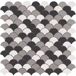  Mosaïque Ecaille Mix Noir Blanc mat 31,5 x 31,5 cm - Réflex Boutique