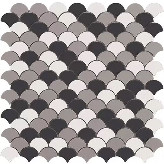 Mosaïque Ecaille Mix Noir Blanc mat 31,5 x 31,5 cm