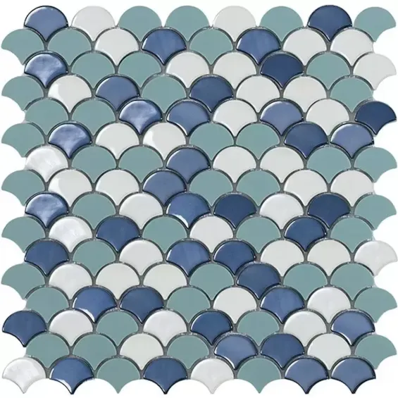  Mosaïque Ecaille Mix Mer mat 31,5 x 31,5 cm - Réflex Boutique