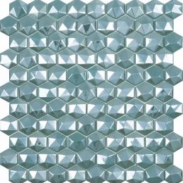 Mosaïque Diamant Hexagonal Turquoise brillant 31,5 x 31,5 cm
