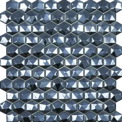  Mosaïque Diamant Hexagonal Noir brillant 31,5 x 31,5 cm - Réflex Boutique